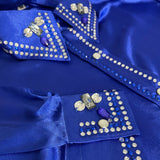 Satin Show Bluse - Royal Blau